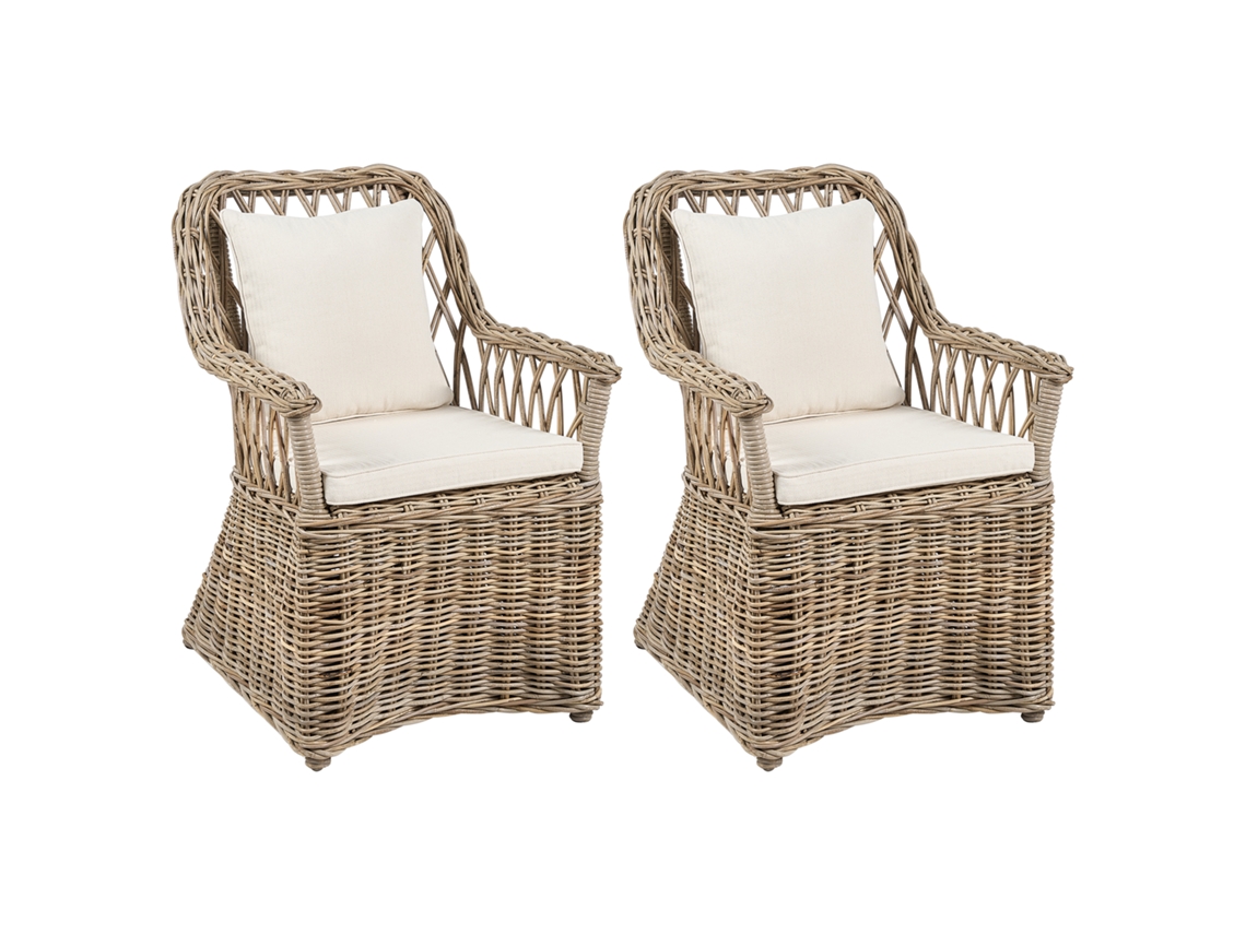 Conjunto de 2 sillas BELIANI Maros ii de Ratán Beige 53x70x90