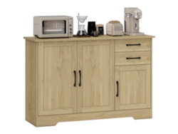 Aparador con 3 puertas, 2 cajones y estante ajustable, 120 x 38 x 79 cm, madera natural. ZENCORE SERVICES