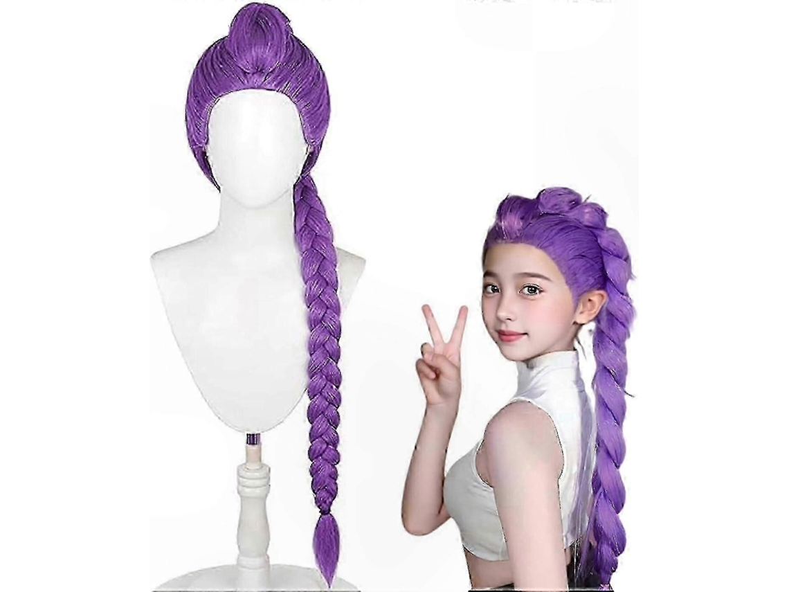 Peluca infantil morada trenzada para cosplay, disfraces de anime o Halloween. TAISHENGDA