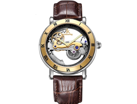 VEANXIN Steampunk Automático Esqueleto Automático Hueco Relojes Mecánicos Impermeables-Marrón