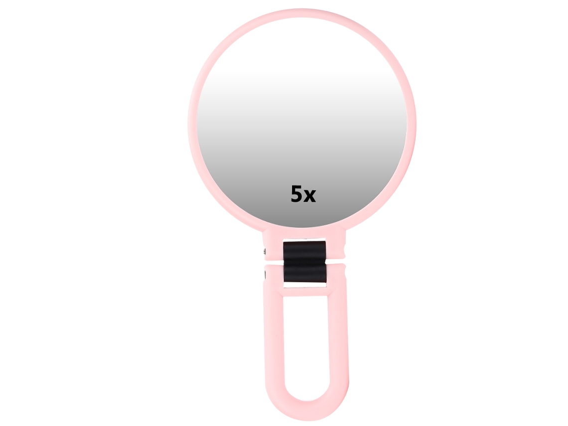 Espejo de maquillaje plegable ajustable con aumento de 5x