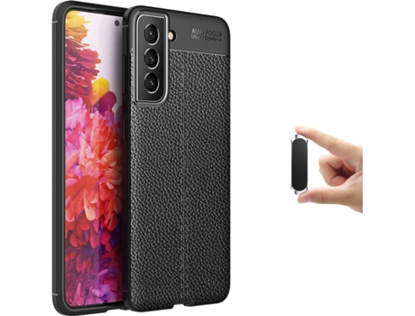 Funda + Soporte Magnético Samsung S21 FE Rugged Leather Negro