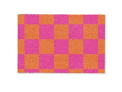 Felpudo Tablero De Ajedrez Estampado - Naranja - Rosa - Bloques 90x60