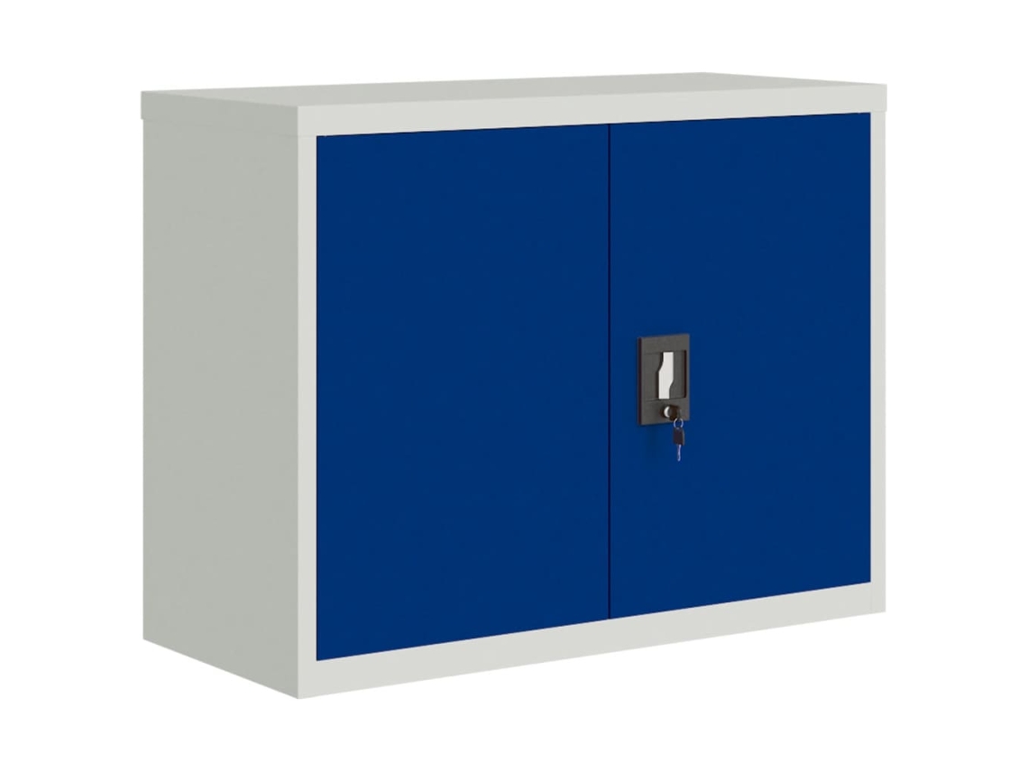 Maison Exclusive - Armario Archivador De Acero Gris Claro Y Azul 90x40x70 Cm