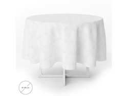 Mantel Hule Muleton Redondo Blanco Impermeable Antimanchas PVC Ø 140 cm Uso Interior y Exterior ORYX