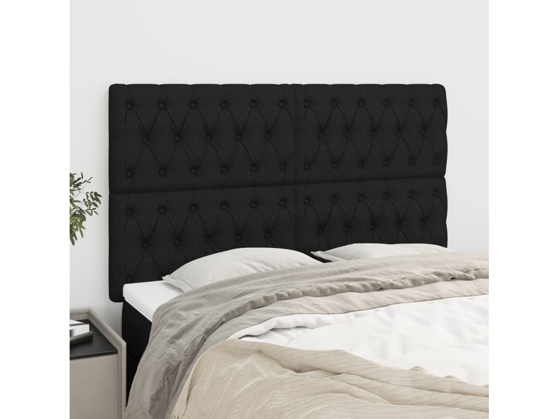 Cabeceros 4 Unidades Tela Negro 72x7x78/88 Cm