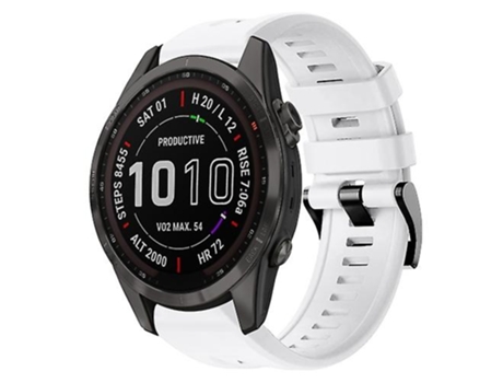 Correa para Garmin Fenix 7S Correa de reloj de silicona de color sólido con hebilla de metal de zafiro solar blanca VENISYMLIS