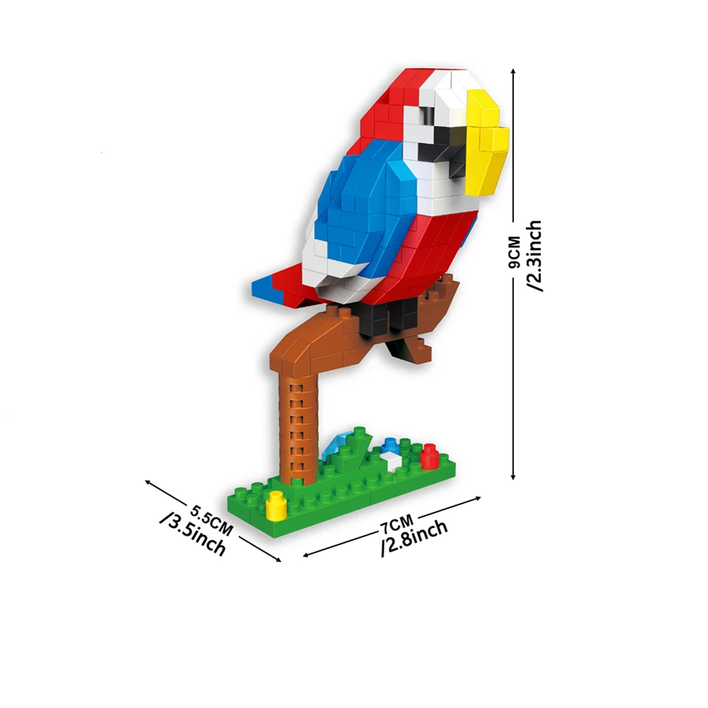 Juguete De Bloques De Construcción (loro), Serie Animal, Modelo 3d, Bloques De Construcción En Miniatura