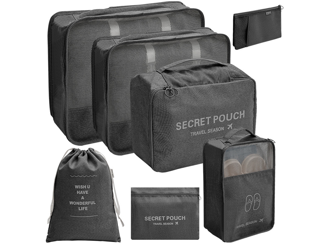 Conjunto De Bolsas Organizadoras Para Malas, Pacote Com 7 Chrui (preto)