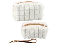 Neceser de peluche con asa espaciosa, color blanco, 20 cm, B.active