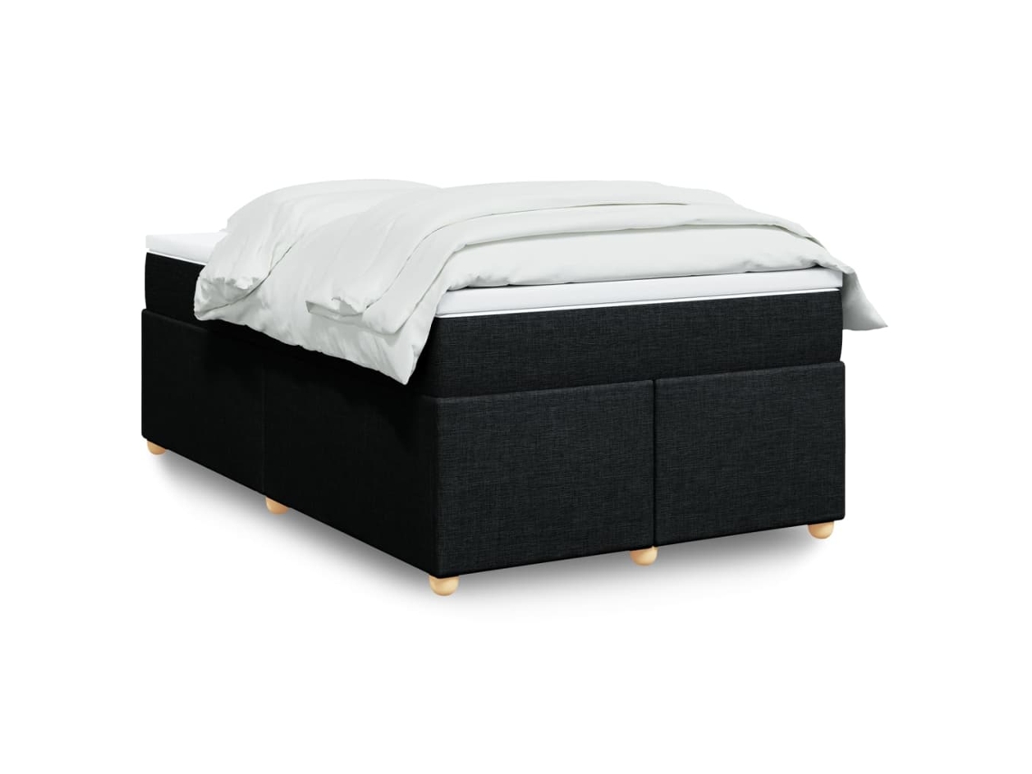 Cama Box Spring Con Colchón Tela Negro 120x200 Cm