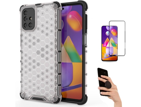 Kit Carcasa Y Protector Samsung M31S Fullcover Rumble Y Popsocket