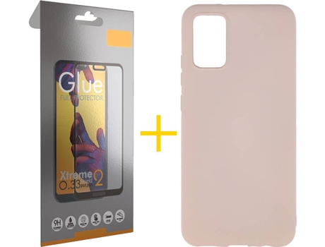 Kit Funda + Protector de Pantalla Samsung A02s SKYHE Cristal Templado 3273 Rosa