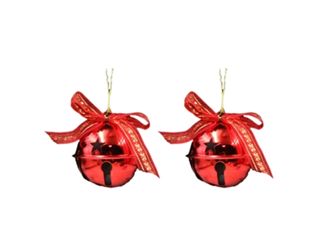 Adornos navideños Hierro forjado pintado Decoración del árbol de Navidad Campanas Decoración navideña, rojo