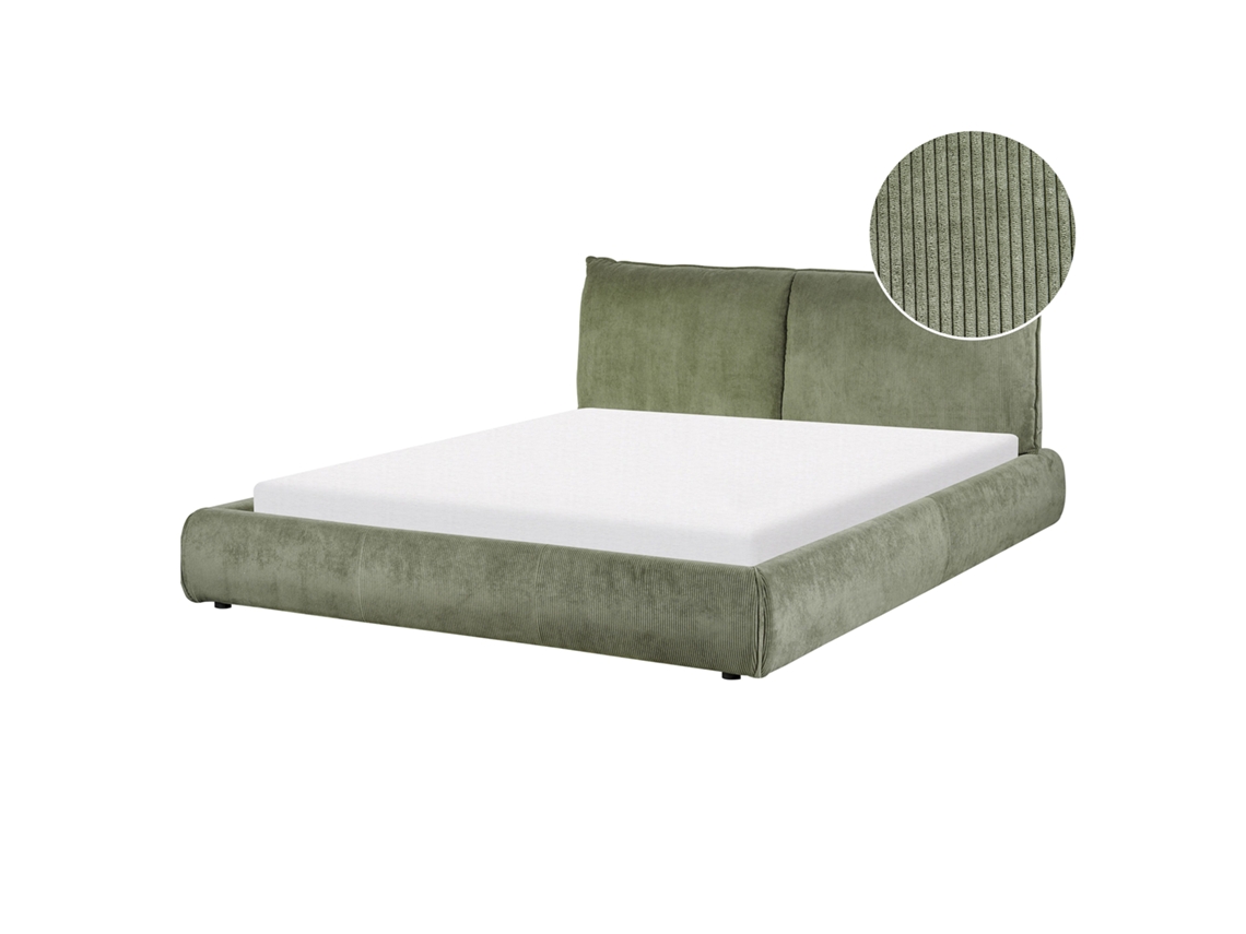 Cama de agua BELIANI Vinay de Pana Verde 176x233x90