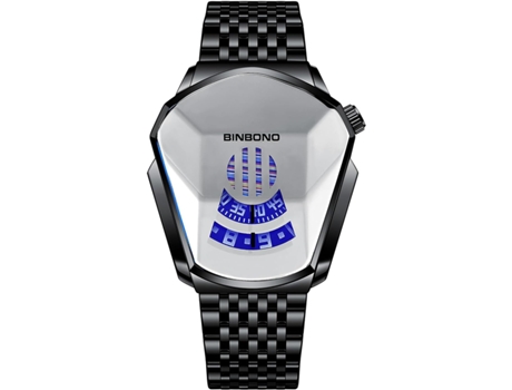 VEANXIN Reloj para correr para hombre Estilo fresco Acero inoxidable Resistente al agua-blanco negro