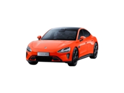 Coche modelo Xiaomi SU7 a escala 1/18, de metal fundido a presión, color naranja lava.