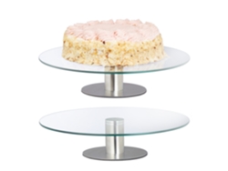 Relaxdays 2 Platos Giratorio De Cristal Para Tartas, Soporte Pasteles, Cupcakes, Expositor Pie Acero, 30cm, Transparente