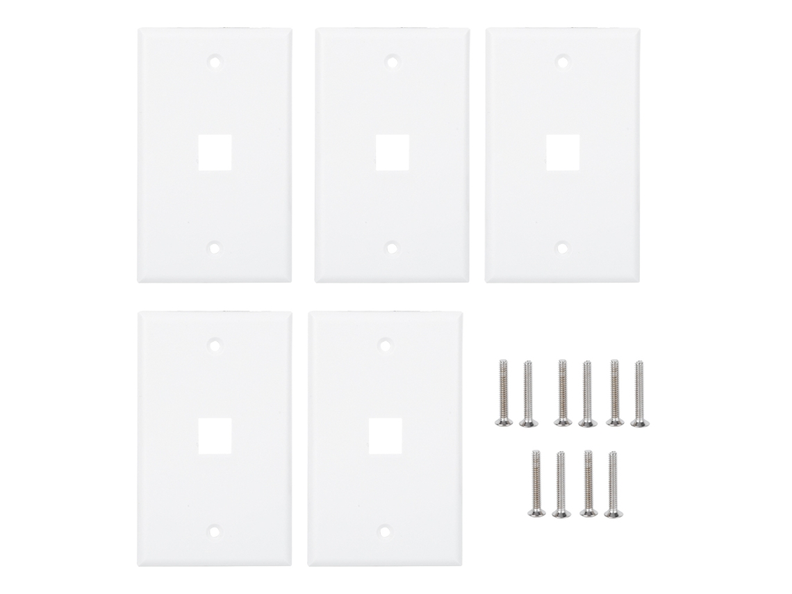 5 Piezas Placa De Socket De Red Tipo Americano 120 Panel De Pared Rj45 Un Puerto Cat5 Cat6 Placa Frontal Plana