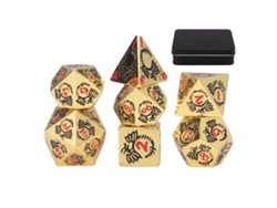 7pcs Dados Poliédricos De Metal Com Padrão De Dragão Para Rpg E Jogos De Tabuleiro