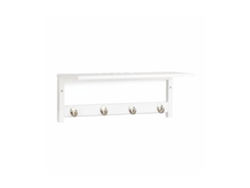 Prateleira De Parede Relaxdays Com 4 Ganchos, 17,5 X 50 X 16 Cm, Bambu, Toalheiro, Flutuante, Branco