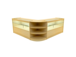 Conjunto de mostrador comercial MonsterShop Andromeda Maple, 2xC1500 1xLM60, MDF y vidrio templado