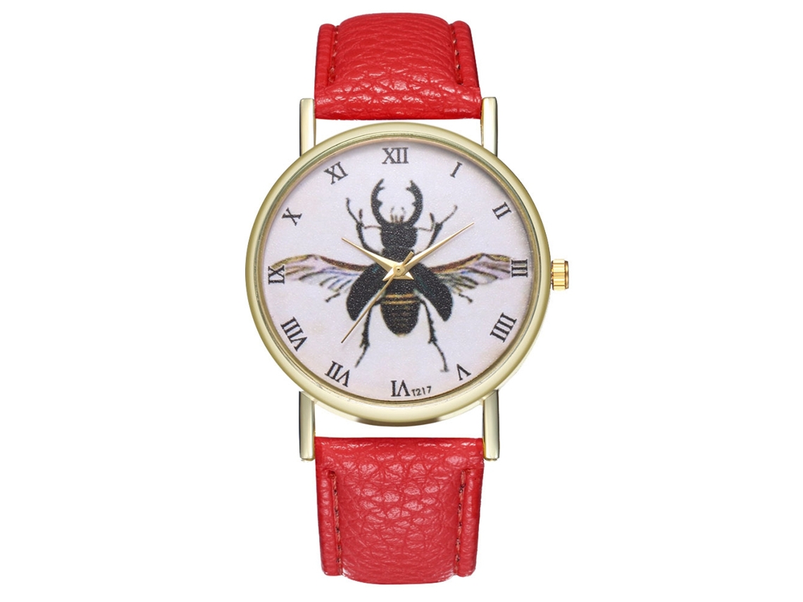 Reloj De Pulsera Para Parejas Con Correa De Pu A La Moda Y Movimiento De Cuarzo (rojo)
