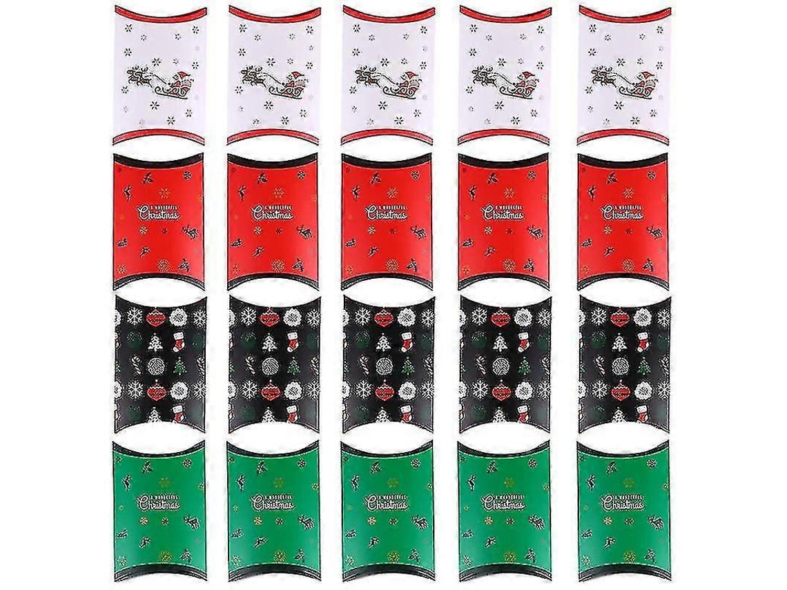 20 cajas de regalo con forma de almohada y diseños navideños para regalos y decoraciones navideñas. Hengjian