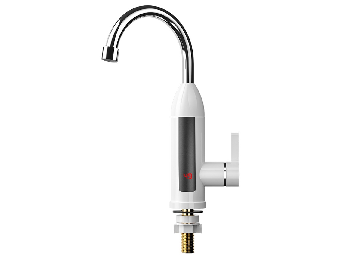 Calentador de agua eléctrico instantáneo de 3000 W con mezcla de agua caliente y fría, color blanco