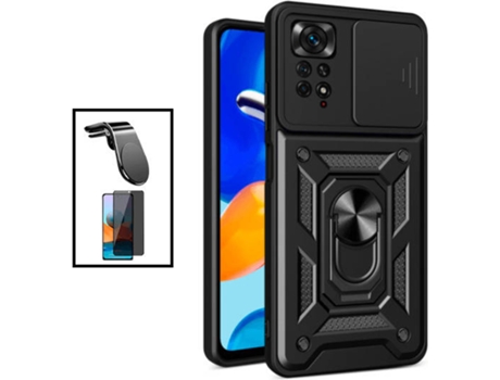 Kit Protector de Pantalla 5D Anti-Spy + Carcasa Magnetic + Soporte Magnético de Coche para Xiaomi Redmi Note 11 Pro PHONECARE Negro