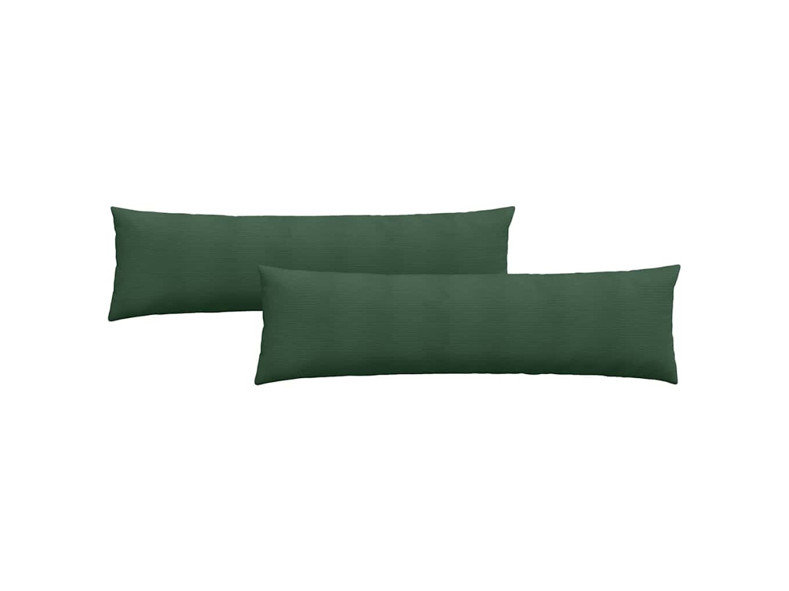 HARLANV1 Juego de 2 cojines para sofá en tela o verde oscuro (145x40cm)
