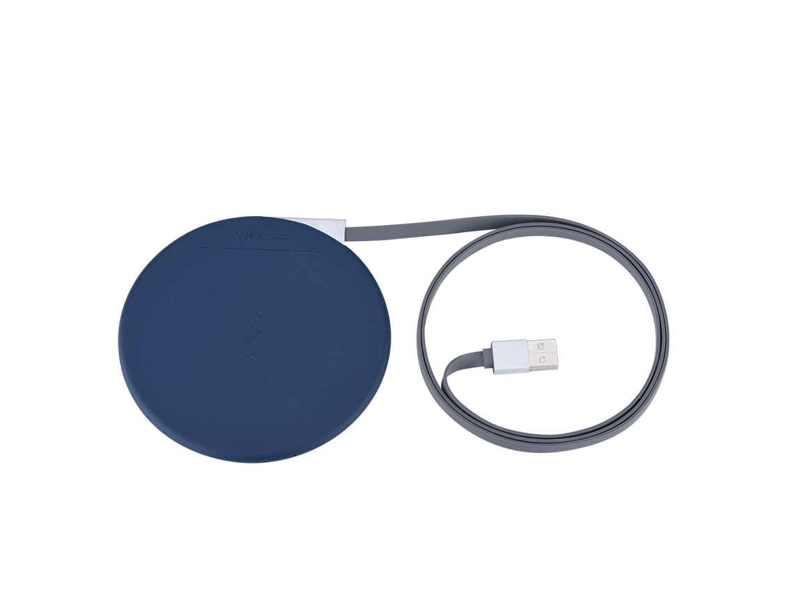 Cargador Inalámbrico Rápido De Cuero De Aleación De Zinc Qi Para S60, Portátil, Delgado, Inteligente, Azul Oscuro