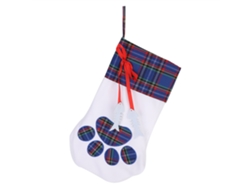 Bolsa de caramelos con estampado de huellas de perro navideñas azules