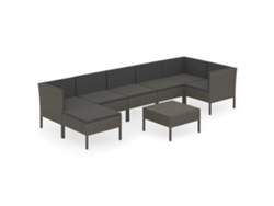Maison Exclusive - Set De Muebles De Jardín 8 Pzas Y Cojines Ratán Sintético Gris