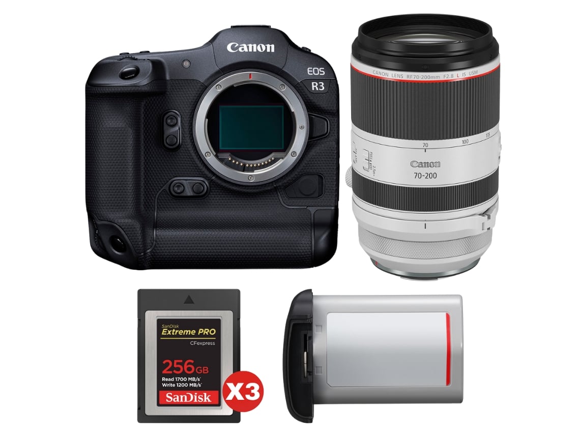 Canon Eos R3 + Rf 70-200mm F/2.8 L Is Usm + 3 Sandisk 256gb Extreme Pro Cfexpress Type B + Canon Lp-e19 + Ebook “20 Consejos Para Fotos Que Impactan”