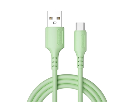 Cable de datos Carga rápida Transmisión estable Cable de carga de silicona líquida tipo C antibobinado para teléfono inteligente-Verde