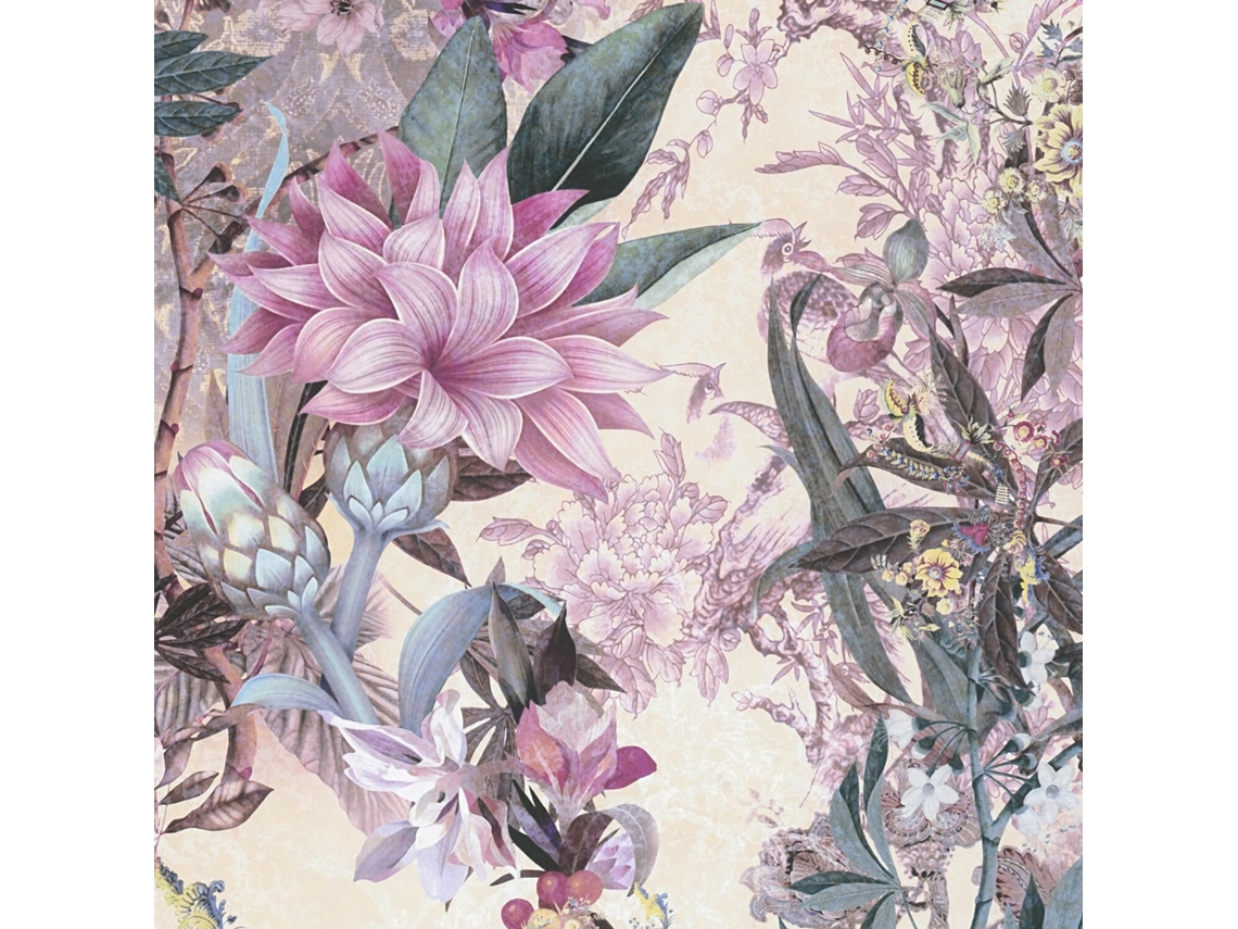 381774 Gu Papel De Pared Con Flores Liso Mate 5,33 M2 Profhome