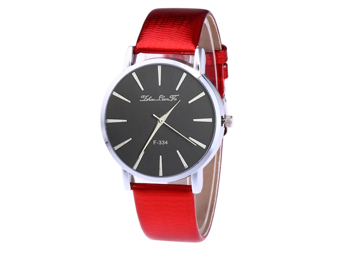 Reloj De Pulsera Unisex Para Parejas Con Correa De Aleación De Pu, Movimiento De Cuarzo, Diseño Sencillo Y Moderno (rojo)
