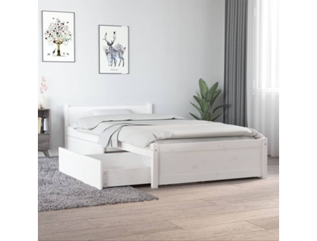 vidaXL Estructura de cama con cajones 90x190 cm 3FT individual blanco