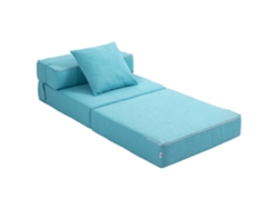 Sofá-cama Convertível De 1 Lugar Com 1 Almofada Removível, Tecido Azul