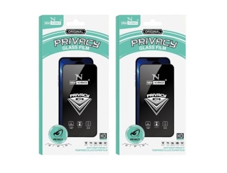 Conjunto de Protectores de Pantalla Antispy Moldura para iPhone 12 Plus NEW SCIENCE Vidrio Templado Negro (2un)