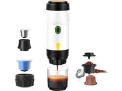 Cafetera Portátil 3 En 1, Con Calefacción Inalámbrica, Para Café En Polvo O Cápsulas, Ideal Para Viajes Y Oficina, Color Blanco. GERTIZ