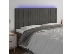 Cabecero Con Luces Led Terciopelo Gris Oscuro 160x5x118/128 Cm