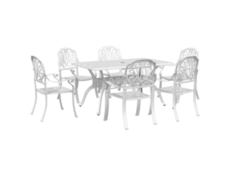 Conjunto 7 de comedor de jardín VIDAXL aluminio fundido blanco