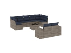 Maison Exclusive - Conjunto De Sofá De Jardín De 10 Piezas Con Cojines, Poliratán Gris