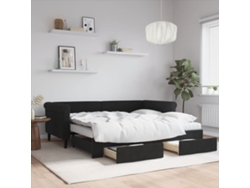 Sofá Cama Nido Con Cajones Terciopelo Negro 90x190 Cm