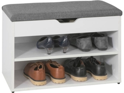 Banco Armario de Zapatos SOBUY Blanco y Gris (60x30x43cm)
