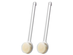 2 cepillos de baño de mango largo y cerdas suaves para exfoliar la piel.