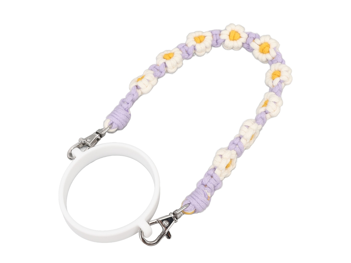 Correa De Silicona Tejida A Mano Con Diseño De Flores Para Botellas De Agua, Ideal Para Viajes Y Acampadas - Morado