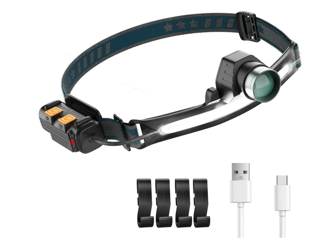 Linterna Frontal 1200 Lúmenes 7 Modos Ipx5 Sensor 30h Recargable Negro